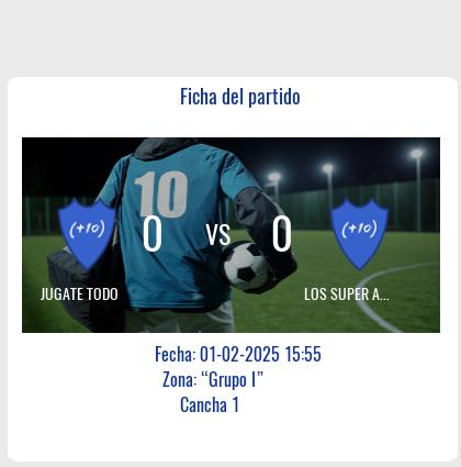 El equipo de Jugate todo se enfrentó a Los super agentes en un emocionante encuentro que terminó en empate. Ambos equipos demostraron un buen nivel de juego, pero ninguno logró imponerse sobre el otro. En un partido muy reñido, no hubo jugadores destacados que sobresalieran por encima del resto.