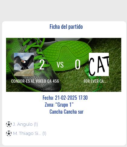 Finalizo el partido de CONDOR-ES AL VUELO QA 456 VS FOR EVER CATS QA 456