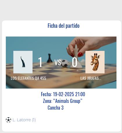 LOS ELEFANTES QA 455 DERROTAN A LAS JIRAFAS QA 455 POR 1-0
